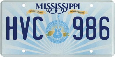 MS license plate HVC986