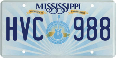 MS license plate HVC988