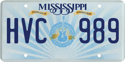 MS license plate HVC989