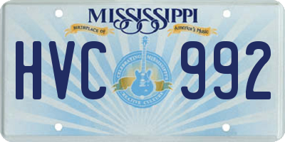 MS license plate HVC992