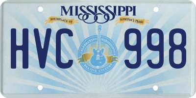 MS license plate HVC998