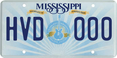 MS license plate HVD000