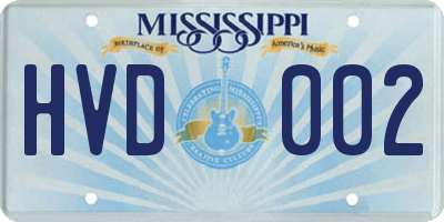 MS license plate HVD002
