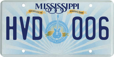 MS license plate HVD006