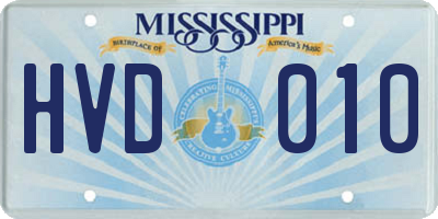 MS license plate HVD010