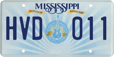 MS license plate HVD011