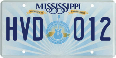 MS license plate HVD012