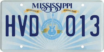 MS license plate HVD013