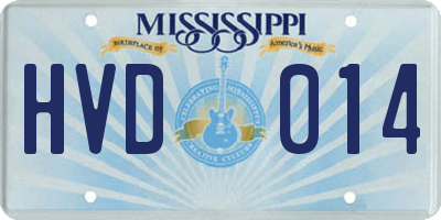 MS license plate HVD014