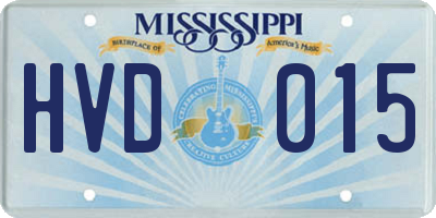MS license plate HVD015