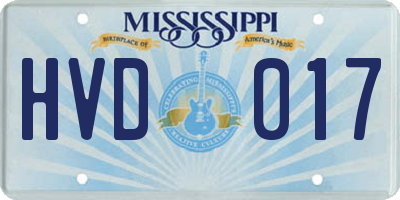 MS license plate HVD017