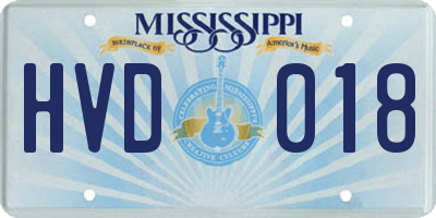 MS license plate HVD018