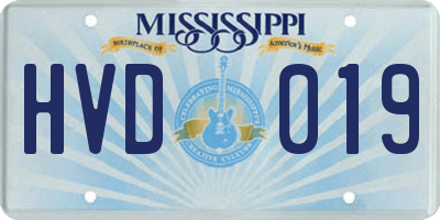MS license plate HVD019