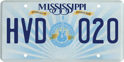 MS license plate HVD020