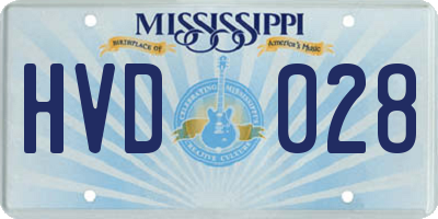 MS license plate HVD028