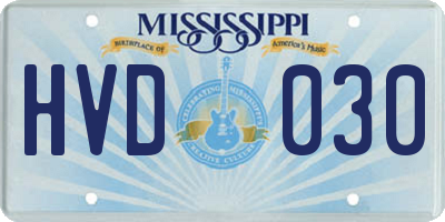 MS license plate HVD030