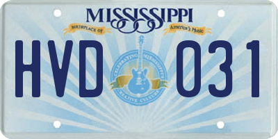 MS license plate HVD031