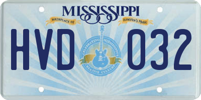 MS license plate HVD032
