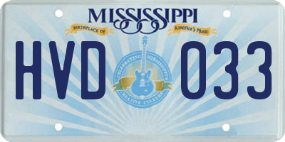 MS license plate HVD033