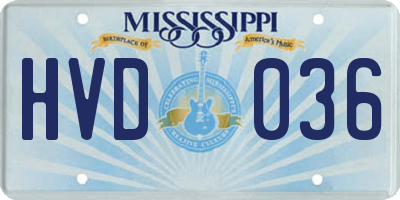 MS license plate HVD036