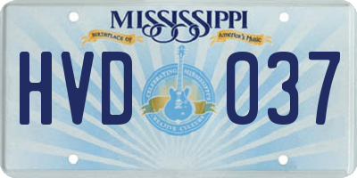 MS license plate HVD037