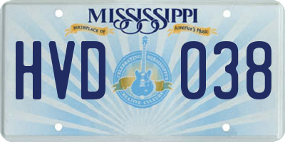 MS license plate HVD038
