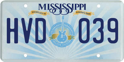 MS license plate HVD039
