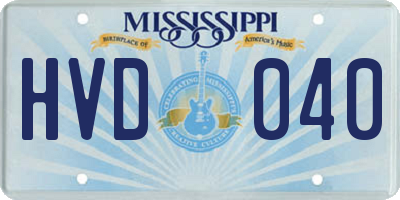 MS license plate HVD040