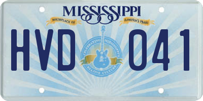 MS license plate HVD041