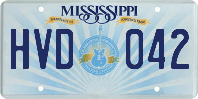 MS license plate HVD042