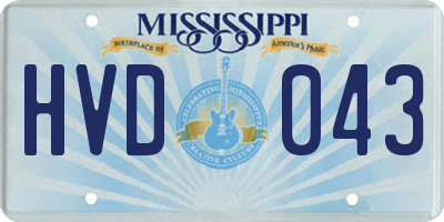 MS license plate HVD043