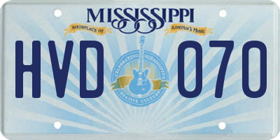 MS license plate HVD070