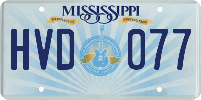 MS license plate HVD077