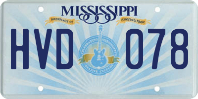 MS license plate HVD078