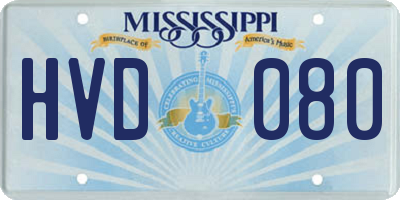 MS license plate HVD080