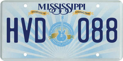 MS license plate HVD088