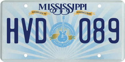 MS license plate HVD089