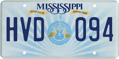 MS license plate HVD094