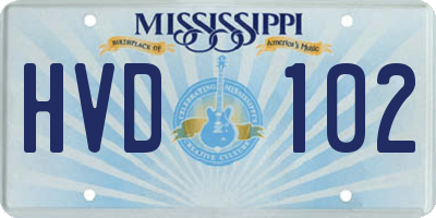 MS license plate HVD102