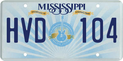 MS license plate HVD104
