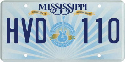 MS license plate HVD110