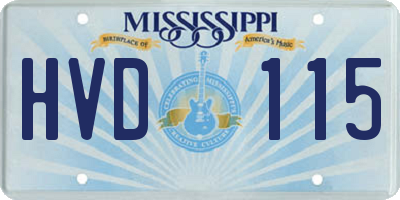 MS license plate HVD115