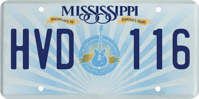MS license plate HVD116