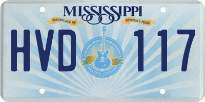MS license plate HVD117