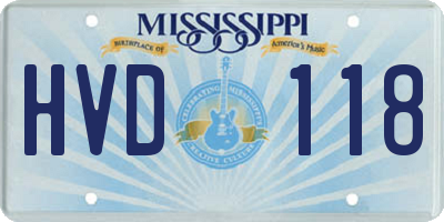 MS license plate HVD118