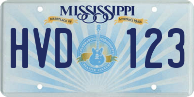 MS license plate HVD123