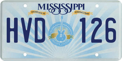 MS license plate HVD126