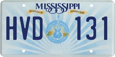 MS license plate HVD131