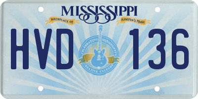 MS license plate HVD136