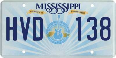 MS license plate HVD138